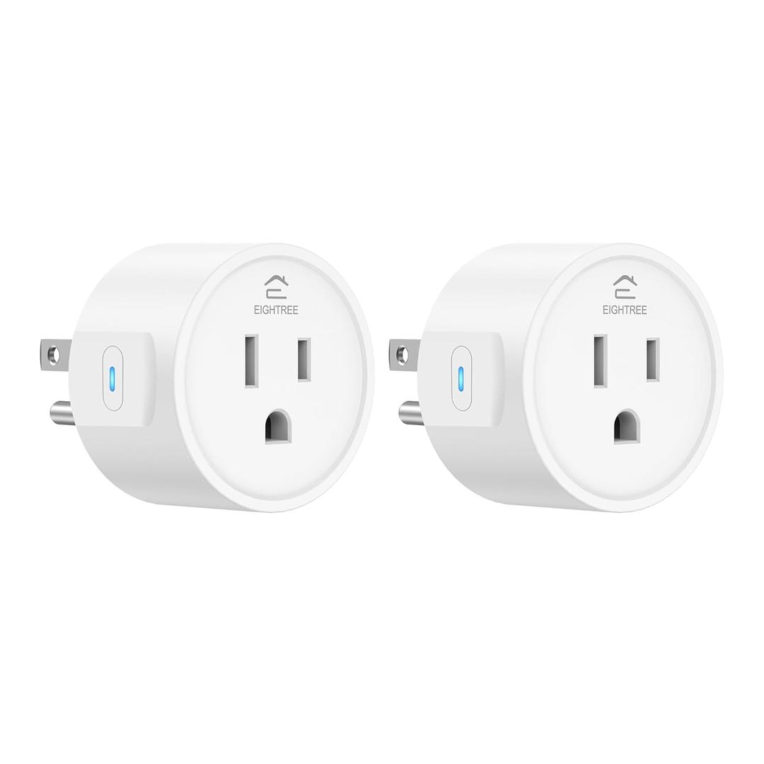 EIGHTREE Smart Plug 2025 Upgrade to 15A, Bluetooth & Wi-Fi Outlet Plug Dual Connection, Voice Control, Remote Control Outlet Timer Indoor, Smart Plugs That Work with Alexa & Google, 2.4GHz Wi-Fi Only