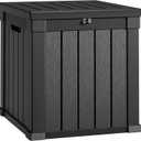 YITAHOME Deck Box, 51 Gallon Weatherproof Outdoor Storage Container for Patio Cushions, Pool Supplies, Garden Tools, Lockable Lid and Side Handles, Black