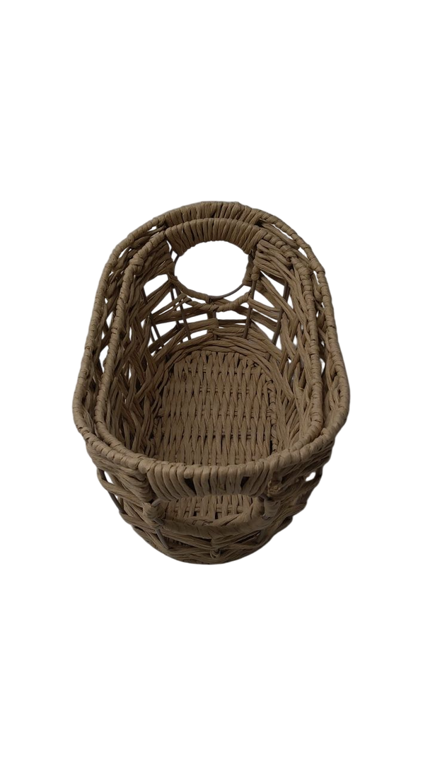 Wicker Basket with Handles Natural Brown, 9.5x14 12.5x8, Pack Of 2