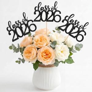 Amyhill 24 Pcs 2026 Graduation Decorations Class of 2026 Graduation Centerpiece Sticks Glitter Double Sided for Table Grad Party Decorations for Vase Table Toppers Supplies(Black)