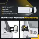 15-25 Long Arm Right Passenger Side Mirror Compatible with Ford Transit 150 250 350 350 HD 2015-2025,W/Blind Spot/Heated Glass/Manual Folding/Power Adjustment/Turn Signal Door Mirror FO1321630(6pins)
