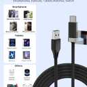 Magtame USB A to USB C Cable 3.3FT, Braided StayCable Built-in Magnetic Holder for Nightstand, Desk&Car, USB Type C Data Cord with 2 Adhesive Metal Plates for iPhone 17,16