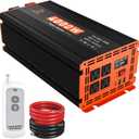 4000W Power Inverter 12V DC to 110V/120V AC Converter for RV/Truck/Boat/Camping/Off-Grid Solar Car Power Inverter Peak Power 8000W with 4 AC Outlets,USB & Type-C Port, Remote Controller & LCD Screen