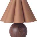 KUNJOULAM Cute Small Table Lamp, Modern Bedside Nightstand Lamp with Coffee Fabric Lampshade, Metal Base for Bedroom Home Office Decor (Without Buld)