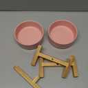 Elevated Ceramic Dog Bowl Set - Raised Dog Bowls with Non Slip Bamboo Stand, Food and Water Bowl Set for Kitty, Cats and Toy Breed Dogs, Pet Bowls, Weighted Dogs Dishes (5.1'', 2*16OZ, Pink)