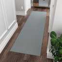Ottomanson Solid Design Non-Slip Rubberback 4x5 Indoor/ Outdoor Area Rug for Living Room, Bedroom, Dining Room, Garage, Patio, 3'11" x 5', Gray