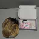 BARSDAR Ombre Blonde Layered Wig with Bangs - 20 Inch Blonde Ombre Layered Wig with Dark Roots for Women - Natural Looking Soft Wavy Synthetic Sabrina Wigs Layers Haircut Fringe Daily