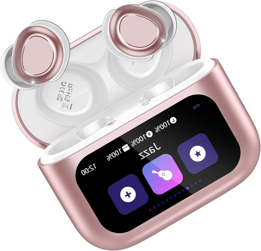 Touch Screen Sleep Headphones, Small Design Mini Sleep Earbuds for Side Sleepers with Sleep Mode, Sleep Earphones Clear Calls, Raspberry Pink