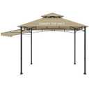 Grill Gazebo Replacement Canopy Top Only - 5' x 11' Outdoor BBQ Gazebo Canopy Roof with Extra Side Awning, Waterproof Double Tiered Shelter Cover (Khaki, 5x11)