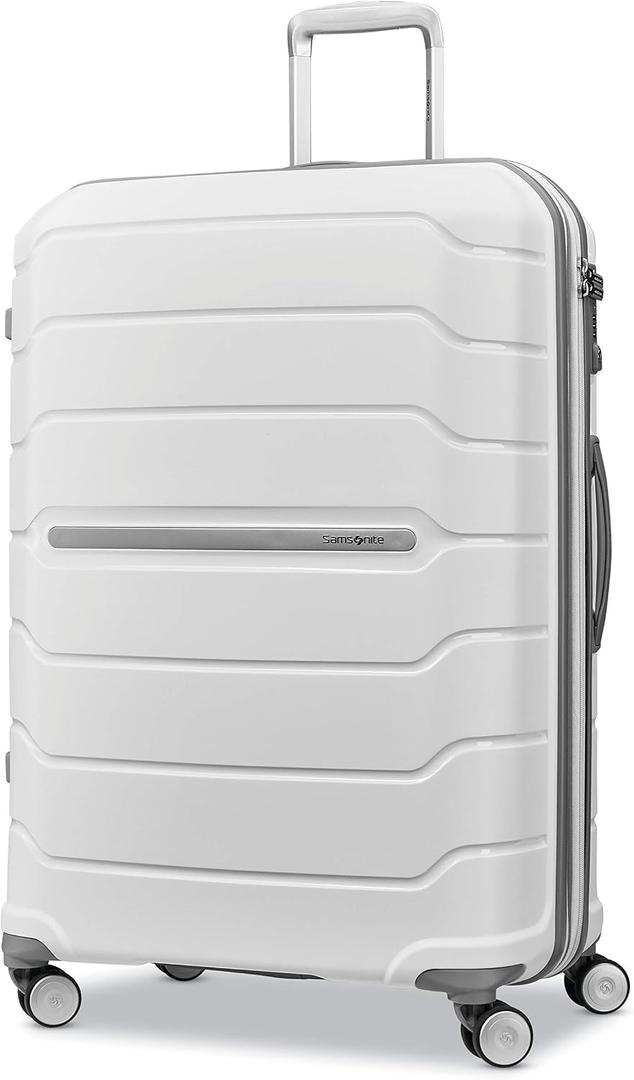 Samsonite Freeform 28-Inch Large Luggage with Dual 360° Spinner Wheels - Checked Suitcase - TSA Lock, Airline-Approved - Lightweight Durable Polypropylene Expandable Hardshell - White
