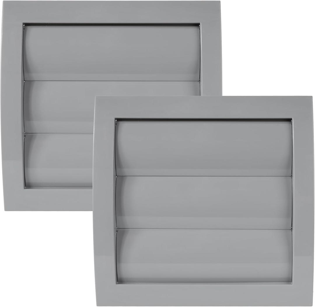 Vent Systems 4'' Inch Gray Air Vent Cover, Pack of 2, Dryer Vents and Bathroom Exhaust Vent Pipe, Louvered Outdoor Dryer Vent Cover Opening Flap Vent, Keeps Out Insects, Birds and Rodents