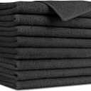 AIDEA Microfiber Cleaning Cloth-8PK, Soft Microfiber Towels for Cars, Absorbent Cleaning Rags, Lint-Free Streak-Free Wash Cloths for House, Kitchen, Window(12in.x16in), Black