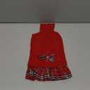 WOYYHO Girl Dog Sweater Dress with Bowtie Turtleneck Small Dogs Sweater with Leash Hole, Knitted Small Dog Sweaters Dress Puppy Winter Clothes for Yorkies Chihuahua (S, Red)