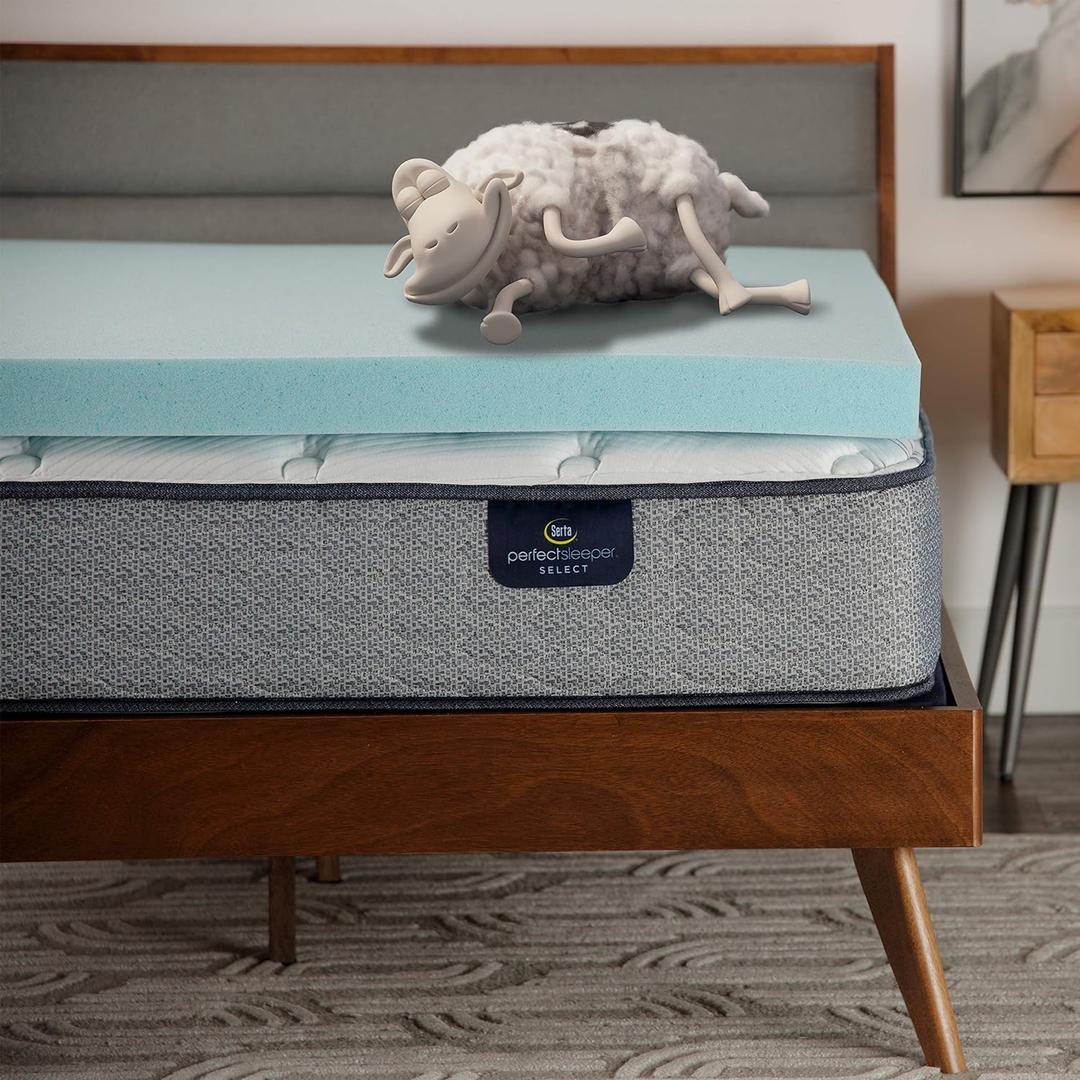 Serta ThermaGel Cooling, Pressure-Relieving Memory Foam Mattress Topper, 3 Inch, King, Made in The USA