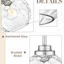 8-Inch Brushed Nickel Pendant Light,Hammered Globe Glass,PL101HBN-L