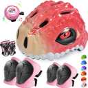 Toddler/Kids Bike Helmet Set for Boys Girls 3D Adjustable Kids Helmet Protective Gear Set Knee Elbow Wrist Pads and Multi-Sports Skateboard Scooter Cycling Roller Balance Bike (Size S, 48-54cm)