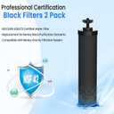 NSF/ANSI 42 Certified Black Purification Elements, for BB9-2 Water Filters Replacement, Compatible with Berkey Gravity Filtration System, Replacement for Berkey Black Filter, Pack of 2