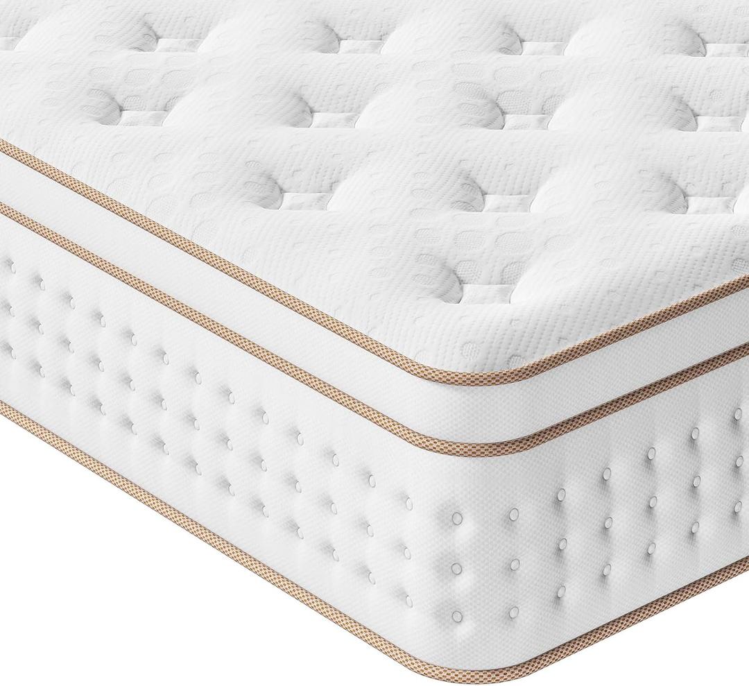 Vesgantti Queen Mattress, 12 Inch Memory Foam Hybrid Mattress in a Box with Individual Pocket Spring, Queen Size Mattresses for Pressure Relief, Motion Isolation, Medium Firm Support