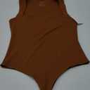 REORIA Butsmooth Womens Sexy Sleeveless Square Neck Double Lined Basic Bodysuit Tank Tops (Large, Brown)