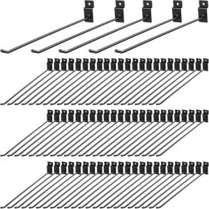Therwen 100 Pieces 12 Inch Hanging Slatwall Hooks Accessories Metal Slat Wall Hanging Hooks Slat Wall Hanger Commercial Grade Slatwall Pegs(Load Capacity of 2.2 pounds)(Black)
