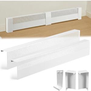 Tandefio Adjustable 3-6 FT Baseboard Heater Cover with End Caps Heater for Radiators Galvanized Steel Easy Slip on for Hydronic and Electric Base Board Heaters Covers with Large Small Holes