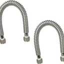 2-Pack 3/4" FIP x 18" (1.5Ft) Stainless Steel Water Heater Flex Connector, Certified Safe (6WAA18-2P) (3/4"F x 3/4"F x 18")