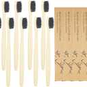SEVENHEAD 10 PCS Bamboo Toothbrushes Soft Bristles Wooden Toothbrushes for Adult, Natural Biodegradable BPA Free Eco Friendly Toothbrushes Black
