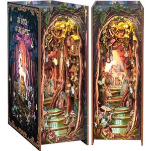 CUTEBEE Book Nook Kit - DIY Miniature House Dollhouse Kit for Adults and Teens, Booknook Tiny House Bookshelf Decor 3D Wooden Puzzle, Gifts for Family, Friends (The Grace of The Forest)