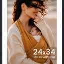 24x34 Picture Frame, Photo Frame with HD Plexiglass, Display Pictures 20x30 with Mat or 24x34 Without Mat for Wall Display, Wall Hanging Photo Frame,1 Pack, Black