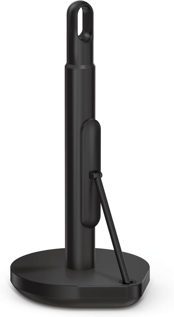 simplehuman Tension Arm Standing Paper Towel Holder, Heavy-Duty, Easy One-Handed Tear, Kitchen Countertop, Black Stainless Steel