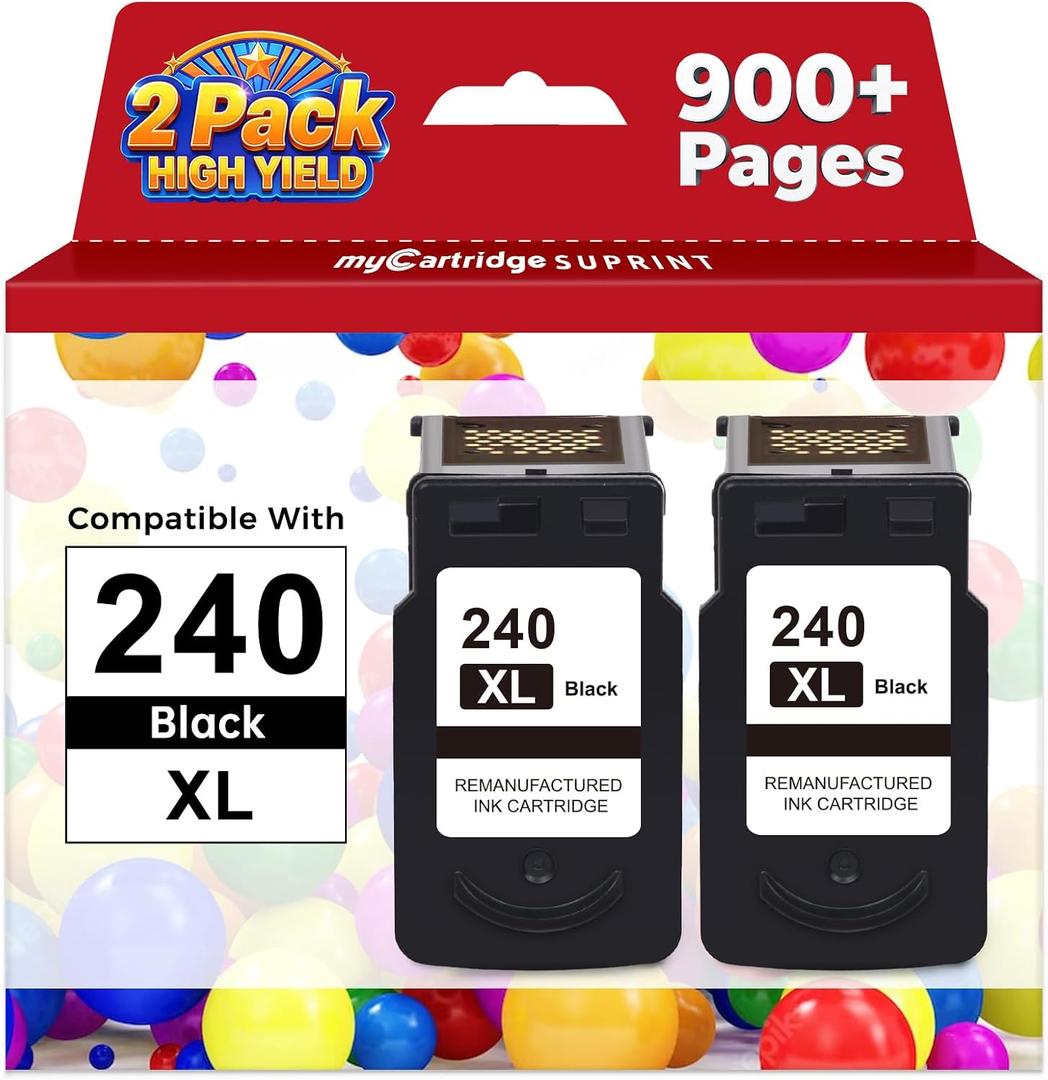 240XL Black Ink Cartridge Replacement for Canon 240xl 240 PG-240 XL PG240XL for Canon MG3620 Ink Cartridges PIXMA MG3600 MG3520 MG3222 TS5120 TS5100 MX472 Printer 240XL Black