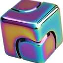 Infinity Gear Fidget Cube Spinner for Kid Adult, Transformable Spinning Top Metallic Fidget Toys for Anti-Anxiety Stress Relief Autism Finger Hand Spinner, 2-in-1 Cube Toy for Desk Office Classroom (Multicolored)