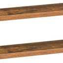 HOOBRO Floating Shelves for Wall, Wall Mounted Shelf Set of 2, 55" Hanging Shelf with Invisible Brackets, for Wall Storage in Bathroom Bedroom Kitchen Living Room Office, Rustic Brown BF140BJP201