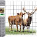 Gisafai 48in x 100ft Welded Wire Fence, 2 Inch x 4 Inch 16 GA, Galvanized Metal Garden Fence Roll Wire Mesh Netting for Goat Deer Cattle Animal Enclosures and Yard Vegetable Plant Protection,Silver