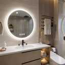 24 inches Round LED Bathroom Mirror with Lights, Anti-Fog, Dimmable, Backlit + Front Lit, Lighted Bathroom Vanity Mirror for Wall, Memory Function, Tempered Glass, Shatter-Proof