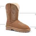 Genuine Leather Suede Platform Womens Winter Snow Boots Fur Lining Pull on Fuzzy Warm Boots with Memory Foam Lightweight Winter Shoes (Brown)