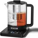 Electric Tea Kettle with Infuser Temperature Control and Automatic Shut Off 24 H Keep Warm for Coffee Water Heater and Tea Pot Glass Black 1.5L