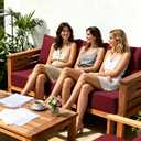 Outdoor 3-Seater Couch Cushions Set of 4, 72 x 24 Inches Deep Patio Cushion,Red