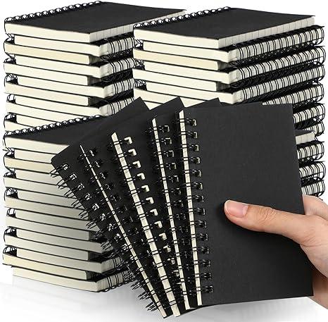 Jutom 100 Pcs Small Spiral Notebooks Memo Pads 3x5 Bulk Small Pocket Notebooks Mini Notepads with Lined Pages Mini Journals for Office School Work Supplies, 120 Pages (Black)