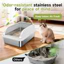 Stainless Steel Cat Litter Box, L High Sides Litter Box,Grey