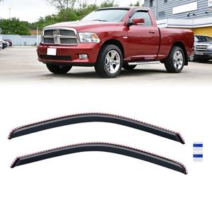 in-Channel Rain Guards for 2009-2018 Dodge Ram 1500 Standard Cab, 2010-2025 Ram 2500 & 3500 Regular Cab, 2019-2024 Ram 1500 Classic, Window Visor Shields Vent Deflector Shade Wind Dark Smoke, 2PCS