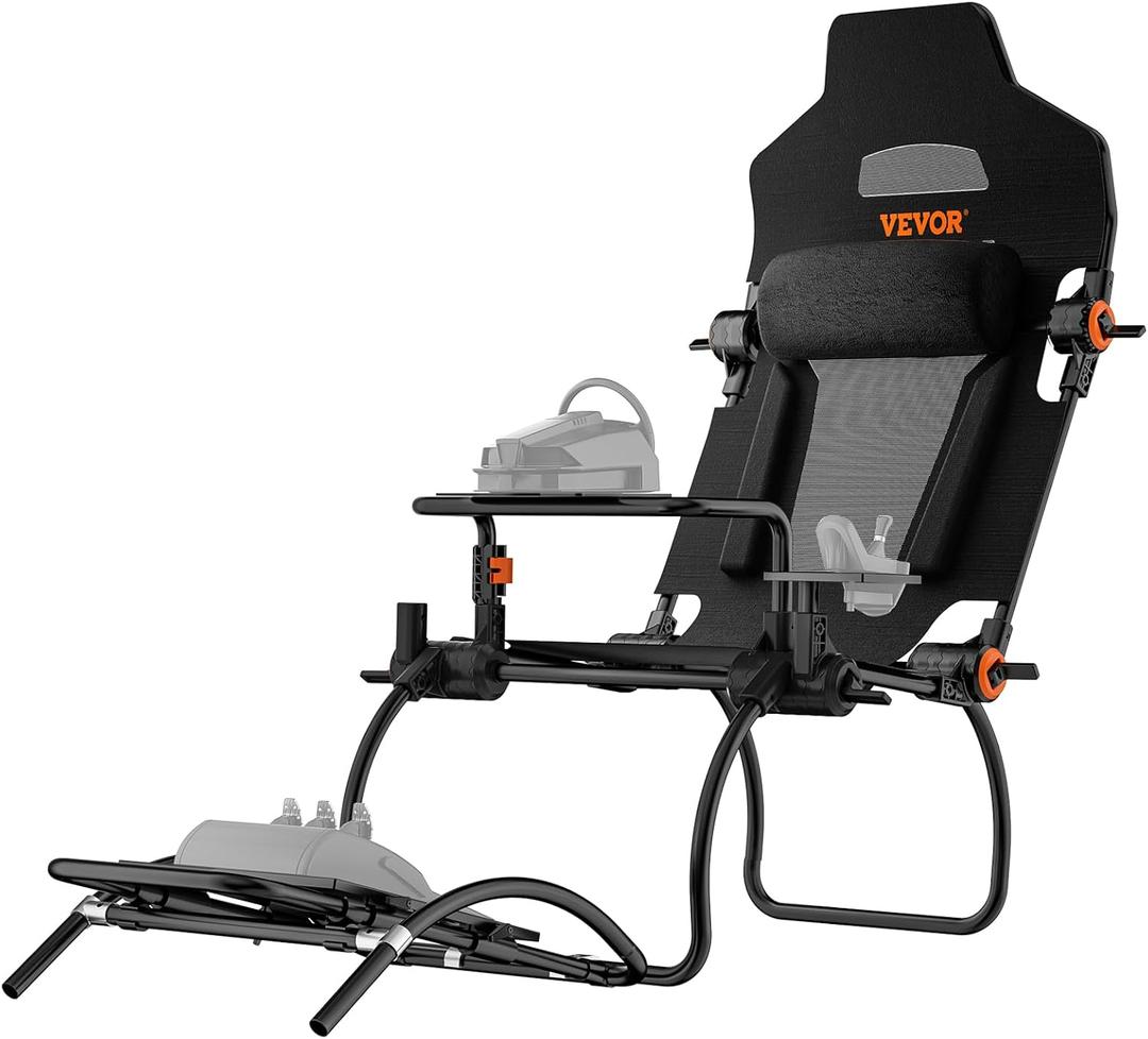 VEVOR Racing Wheel Stand Foldable For Logitech G923/G920/G29, Steering Wheel Stand & Foot Pedal Angle Adjustable, Portable Steel Driving Simulator Cockpit-Thrustmaster T248P, GT/Formula Mode Large Size