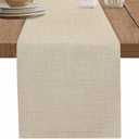 Beige Linen Bottom Table Runner 13x60 Inches Long Solid Color Farmhouse Cotton Linen Table Runner Burlap Style Farmhouse for Dinner Party Tabletop Decorations