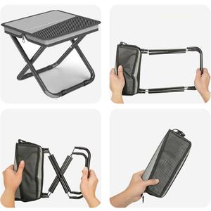2-in-1 Collapsible Camping Stool & Sling Bag / 220LB Load Capacity Folding Portable Fishing Stool/Collapsible Stool for Camping, Hiking, Fishing, Gardening & Beach Outdoor Activities, Grey (Large)