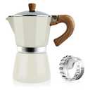 ShanSon Moka Pot Stovetop Espresso Maker 6 Cup 10 oz Italian Coffee Maker Manual Cuban Coffee Percolator Machine Italian Espresso Greca Coffee Maker for Cappuccino or Latte,White