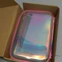 Clear Hard Shell Zipper Case,Makeup Bag,Iridescent Toiletry Bag,2pcs Large Capacity Water-resistant Toiletries Bag,Portable Travel Organizer and Storage,Bathroom Clear Cosmetic Case for Women