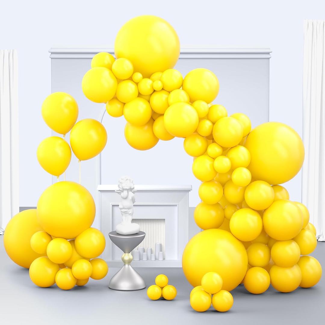 Zingnify Yellow Balloons, 150 pcs Different Sizes Pack of 18 Inch 12 Inch 10 Inch 5 Inch Latex Balloons for Balloon Garland Balloon Arch as Birthday Party Wedding Decorations