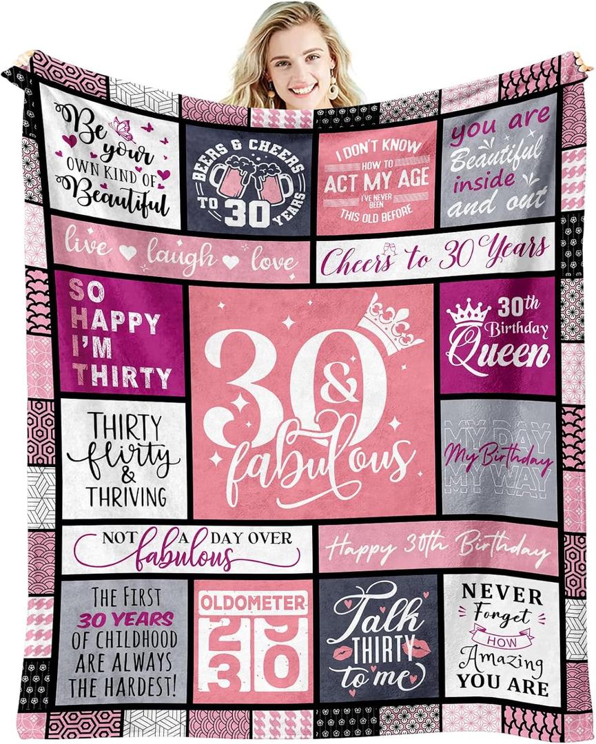 30th Birthday Gifts for Her, 1996 30th Birthday Gifts for Women, 30 Year Old Birthday Gifts for Woman, Gifts for 30 Year Old Female, Thirty Birthday Decorations, Happy 1996 Bday Blanket 60" X 50"