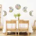 KOYILTD 5 Pieces Boho Wall Decoration Wooden Moon Room Decor Colorful Floral Wall Art Room Decor Aesthetic Farmhouse Wall Decor for Home Bedroom Living Room Bathroom (Colorful)
