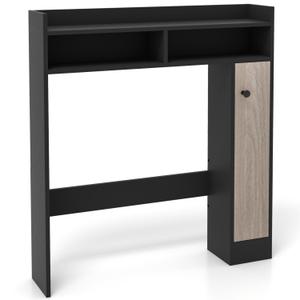 Over the Toilet Bathroom Cabinet Floor Storage Organizer with Adjustable Shelves Black